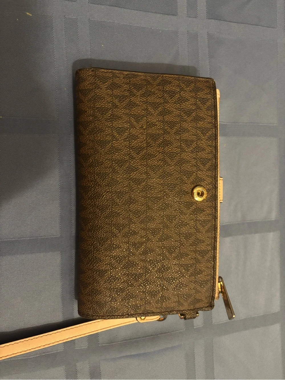 Michael Kors Signature Logo Wristlet with Gold Hardware